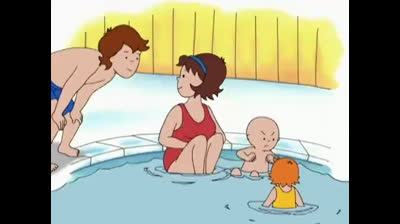 Caillou learns to swim